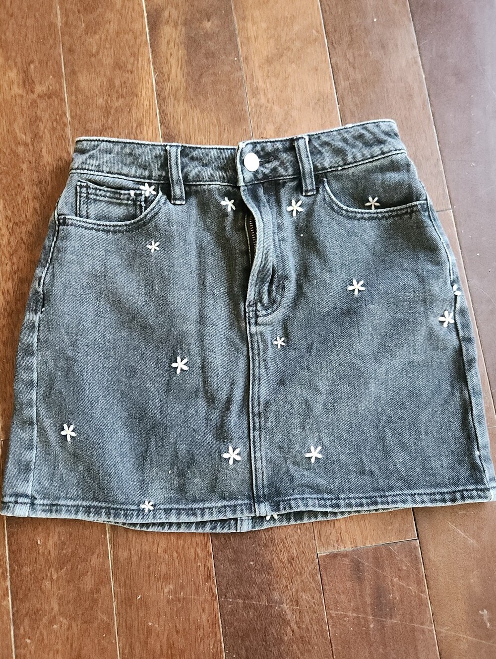 Pac Sun Embroidered Denim Mini Skirt - Black